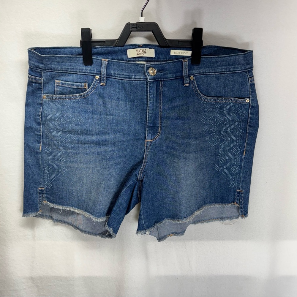 Vintage American Blues Boho Shorts Cuffed Stretch Denim Sz 10/30 Super Cute